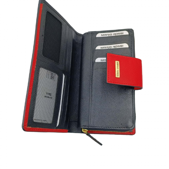 MARIO ROSSI ΓΥΝΑΙΚΕΙΟ ΠΟΡΤΟΦΟΛΙ ΑΠΟ ΓΝΗΣΙΟ ΔΕΡΜΑ ΣΕ ΚΟΚΚΙΝΟ ΧΡΩΜΑ 1152RD-BL