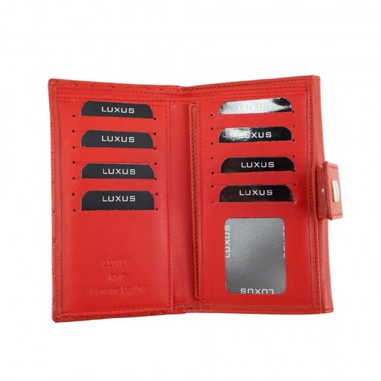 Γυναικείο δερμάτινο πορτοφόλι LUXUS 40018 RED