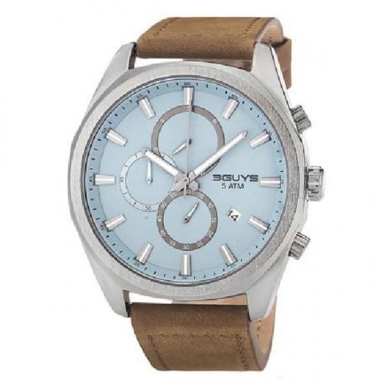 Ανδρικό ρολόι 3Guys 3G37006 με καφέ λουράκι